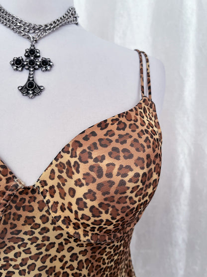Punk style leopard print bustier top 🐆