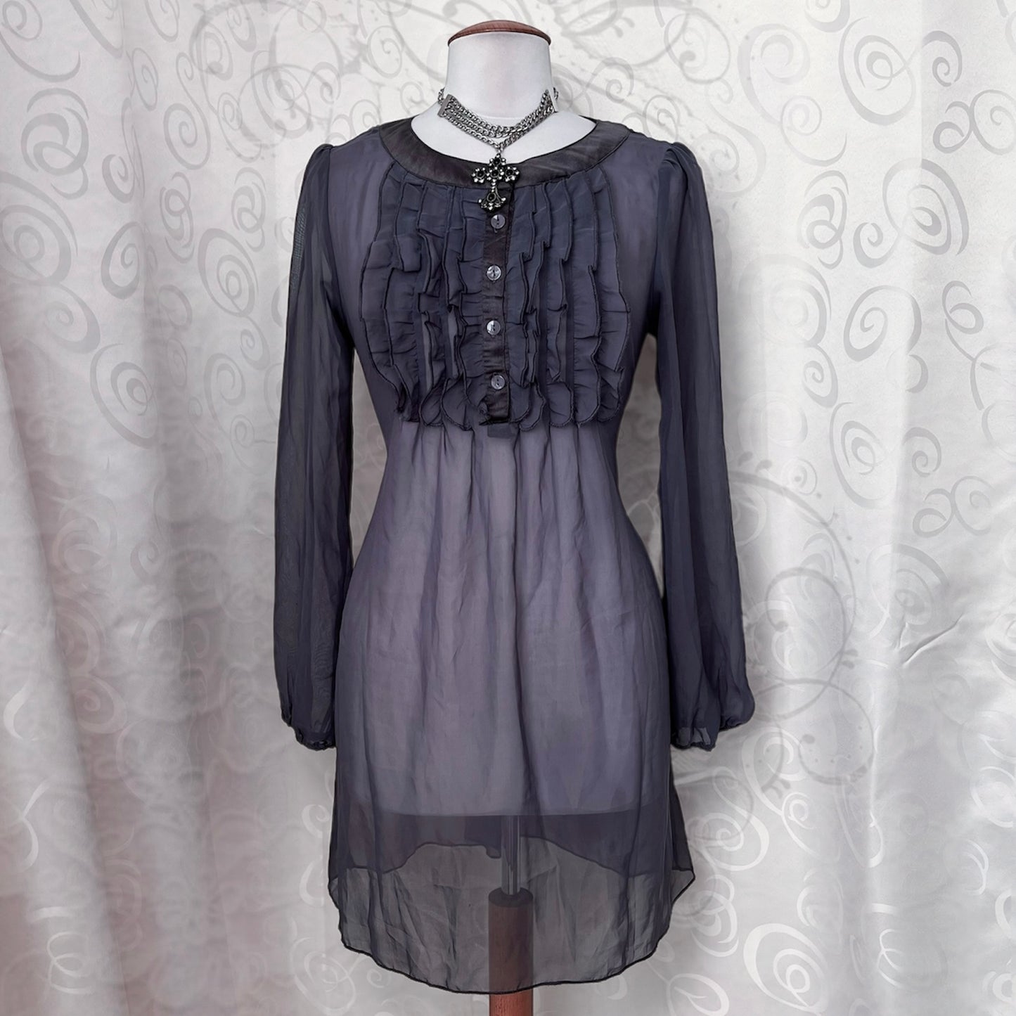 Gothic/Jirai kei style mesh grey shirt 🕷️🕸️