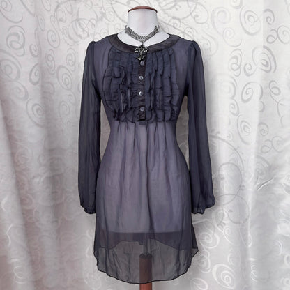 Gothic/Jirai kei style mesh grey shirt 🕷️🕸️