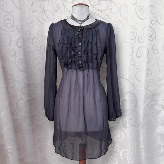 Gothic/Jirai kei style mesh grey shirt 🕷️🕸️