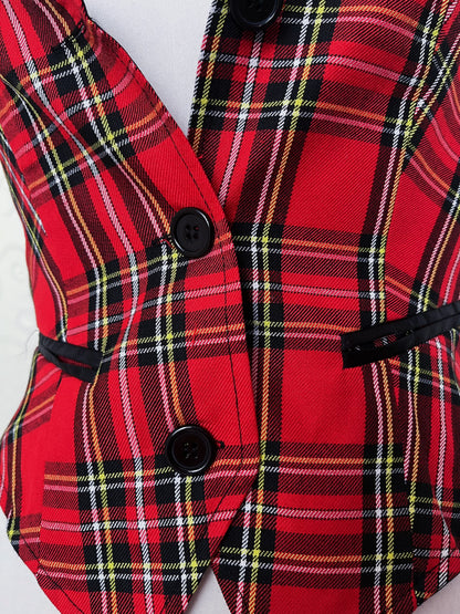 00’s punk tartan vest with satin back 🫀🫶
