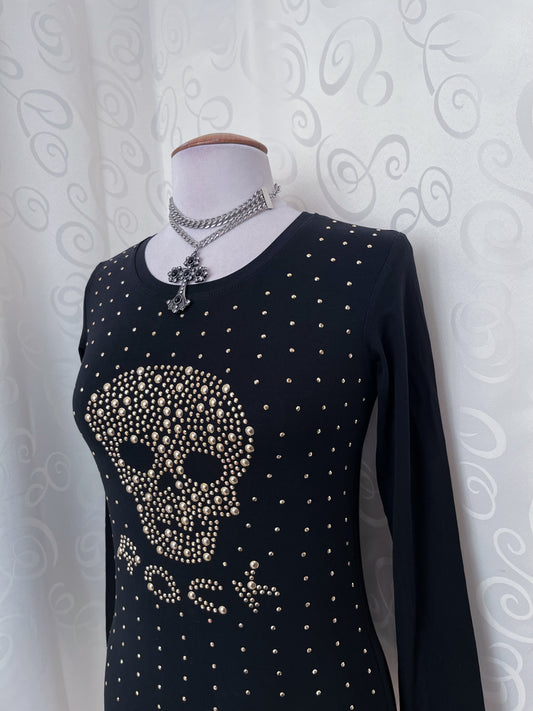Alt/Emo beaded rock skull top💀