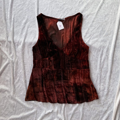 00’s whimsygoth velvet brown top 🍄‍🟫
