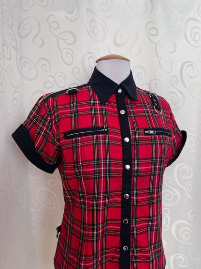 00’s Punk checked cotton shirt with zipper & hoops details 🎸