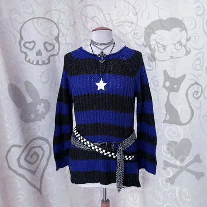 00’s Clockhouse emo knit striped sweater 🎸