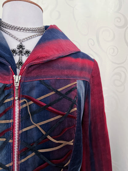 00’s Circus core rare multi-core corduroy denim jacket with lace-up details 🌀🎪🎡