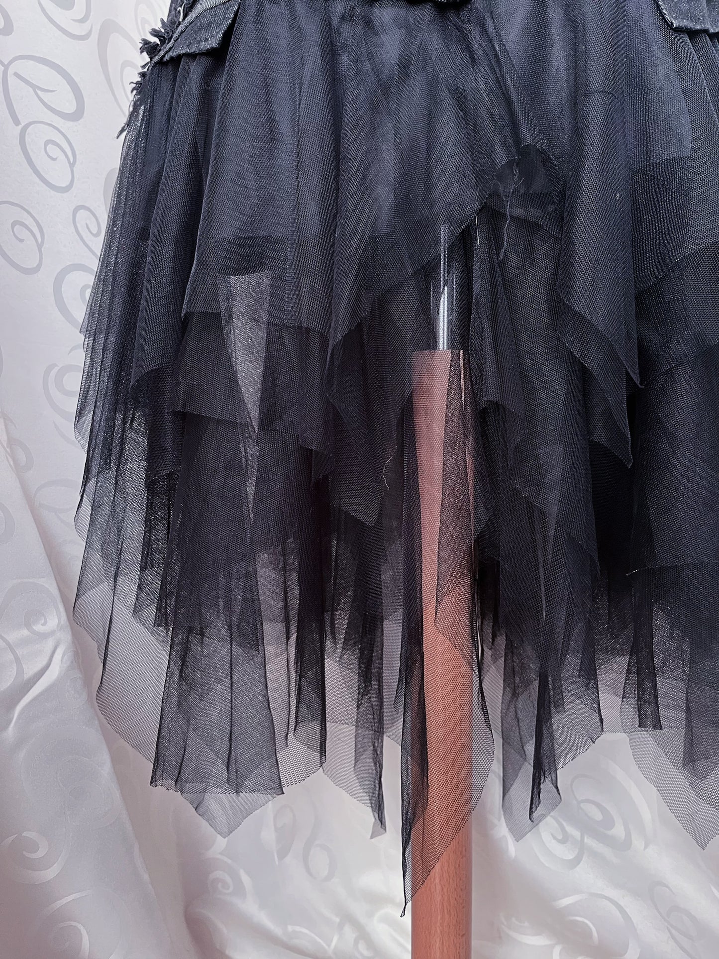 Fairy denim mesh asymmetrical tulle skirt 🕷️🦇