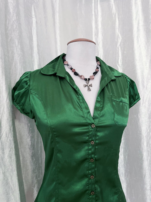 Atmosphere coquette office green shirt 🍏