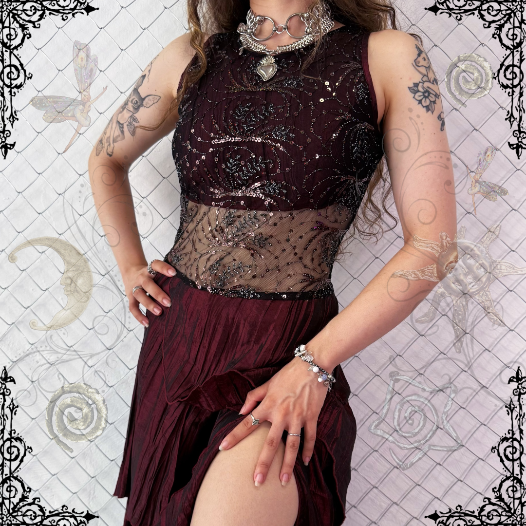 00’s Vampire queen burgundy prom dress 🦇🌀