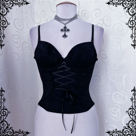 Gothic lace-up black corset 🖤