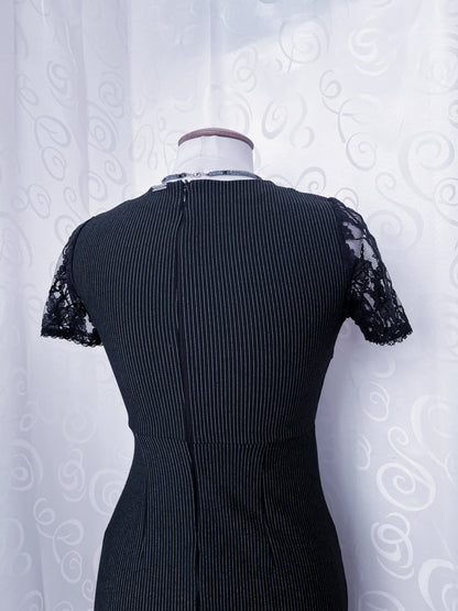 VIVE MARIA Gothic coquette black striped dress with lace detail 🕷️❤️