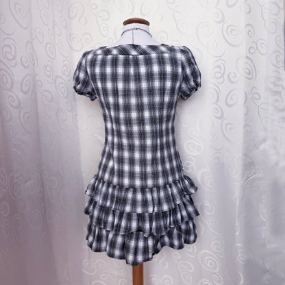 Horror Protagonist/Dark Coquette plaid mini dress 🎞️🗝️