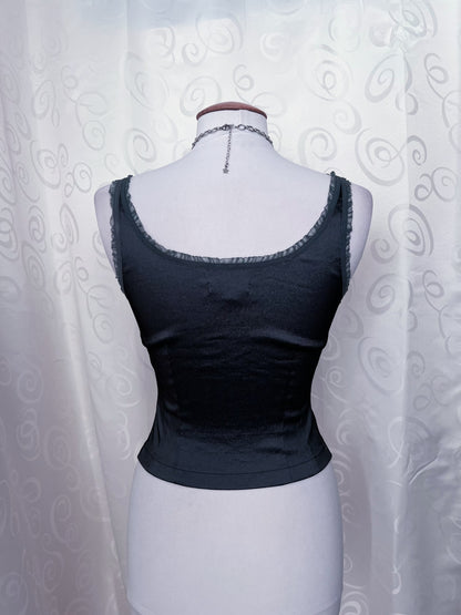 Whimsy fairy vero moda dark silver corset top 📎🩶