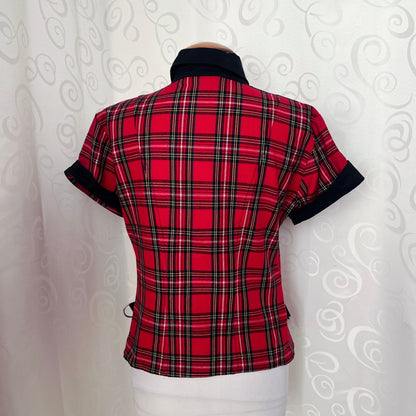 00’s Punk checked cotton shirt with zipper & hoops details 🎸