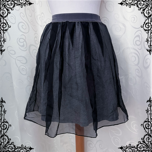Dark coquette tulle grey & black skirt with velvet waistband 🖤