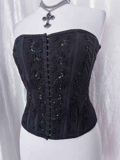 Dark fairy cotton embroidered corset 🧚🏻