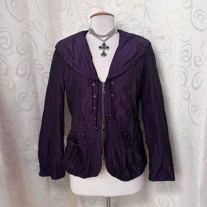 00’s whimsygoth purple light jacket with double zipper 🌀💜