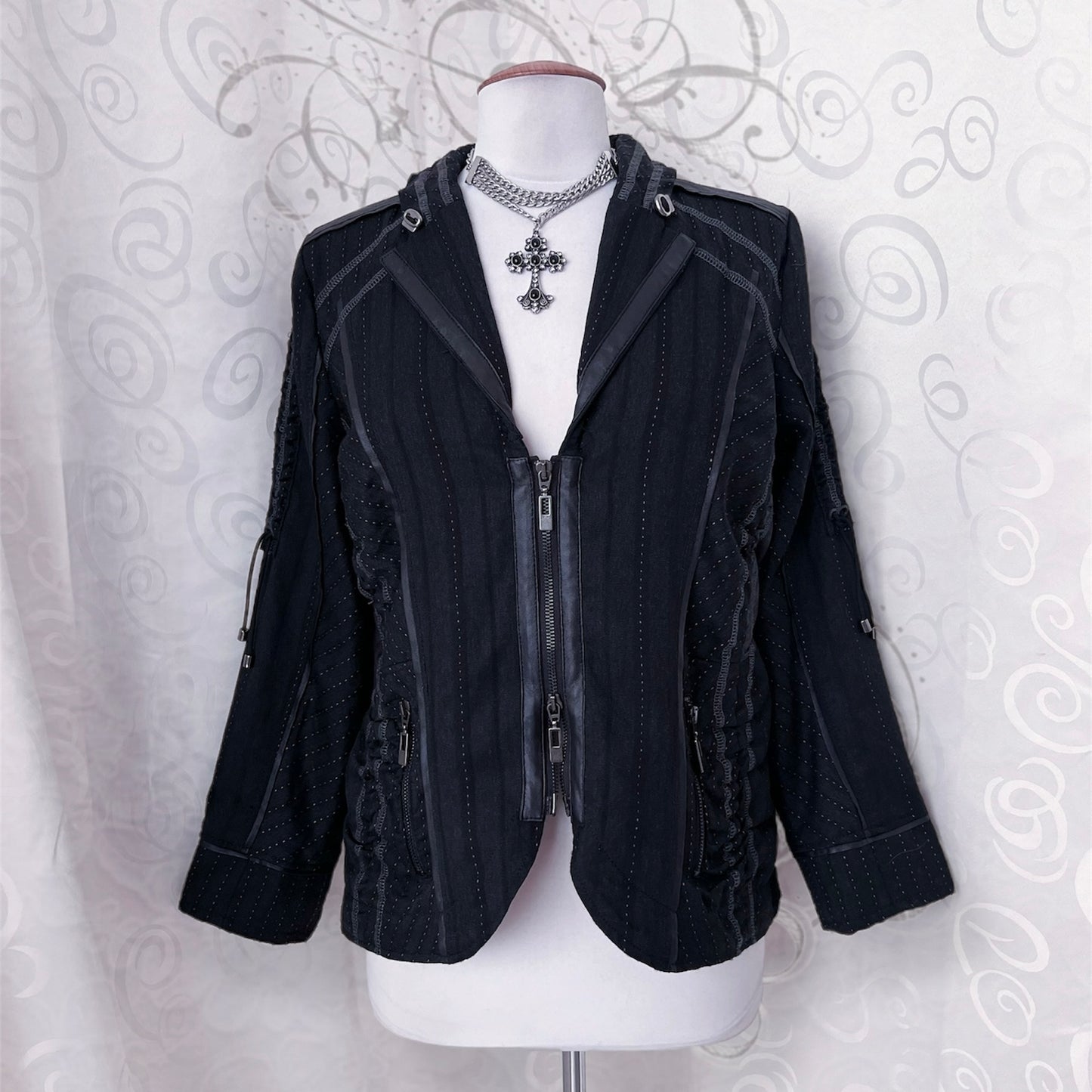 00’s Gothic patchwork zip-up jacket 🕸️🦇