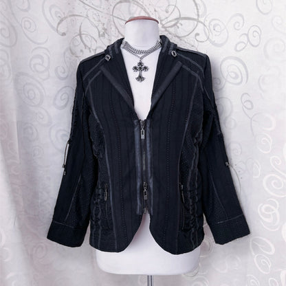 00’s Gothic patchwork zip-up jacket 🕸️🦇