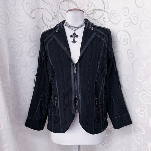 00’s Gothic patchwork zip-up jacket 🕸️🦇
