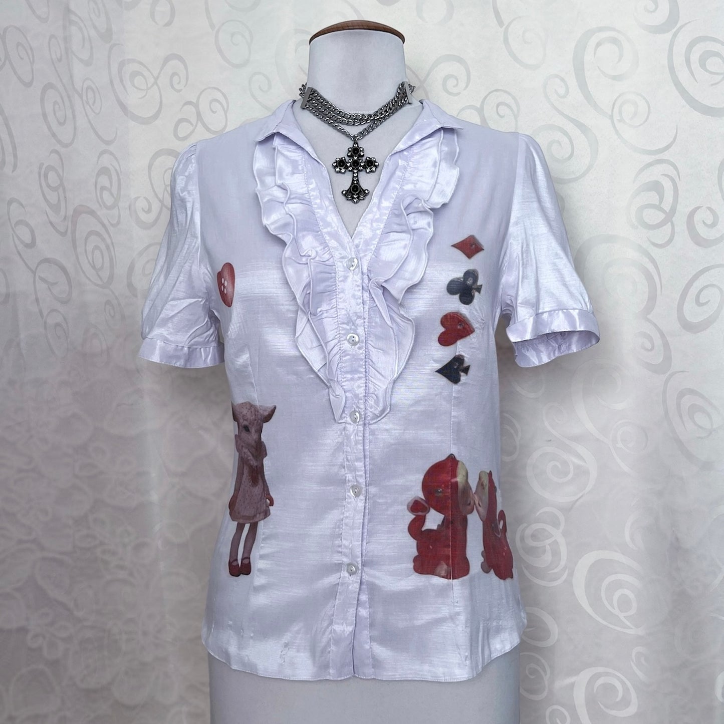 Ace of Hearts Reworked gothic ruffle shirt ♠️♦️