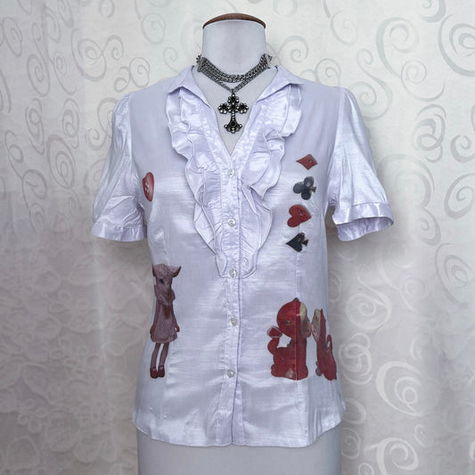 Ace of Hearts Reworked gothic ruffle shirt ♠️♦️