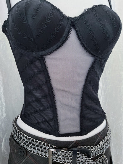 Gothic mesh black corset top 🕸️🕷️