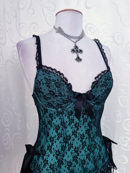 Beautiful whimsy teal bustier top 🫶🌀