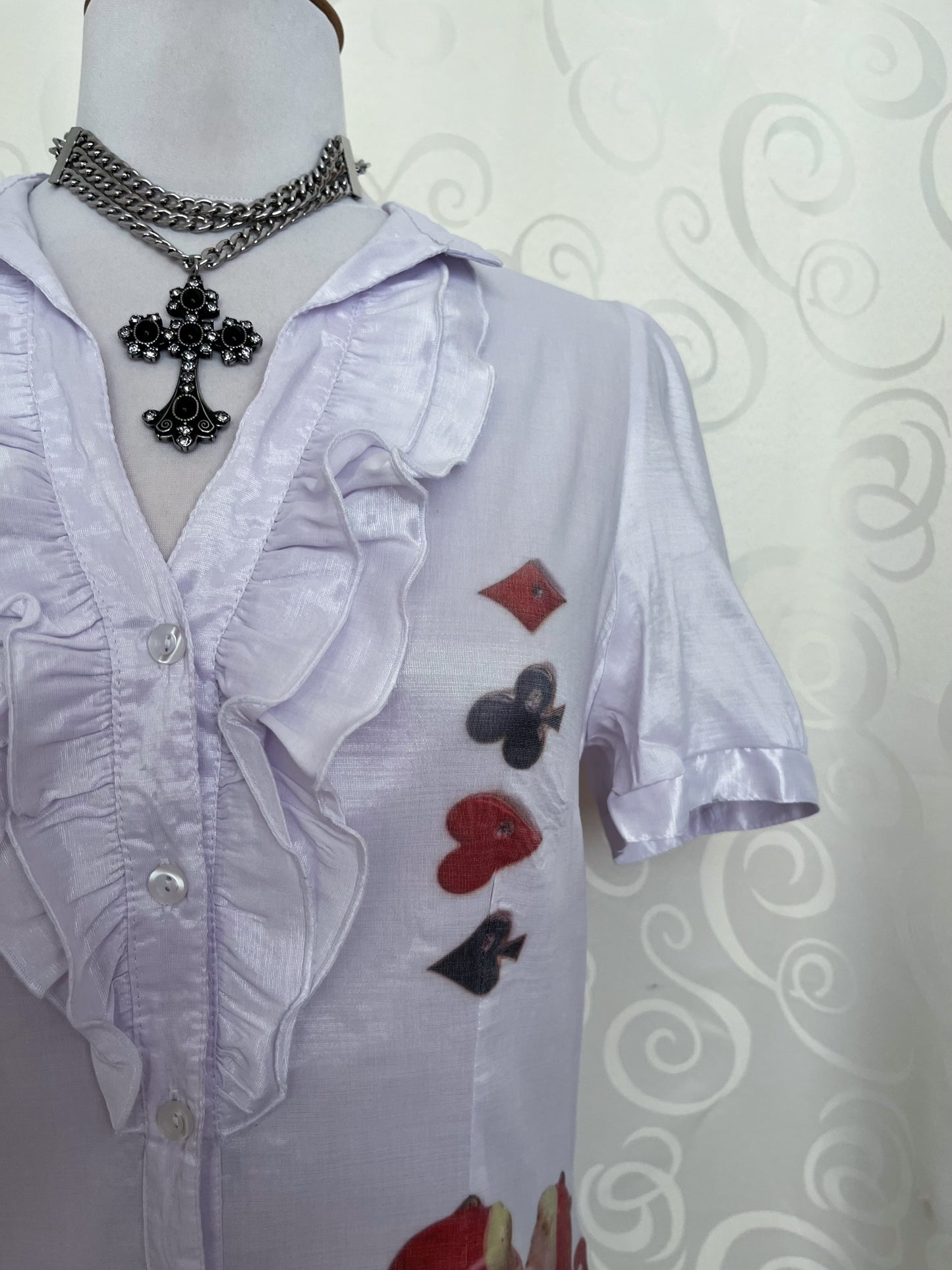 Ace of Hearts Reworked gothic ruffle shirt ♠️♦️