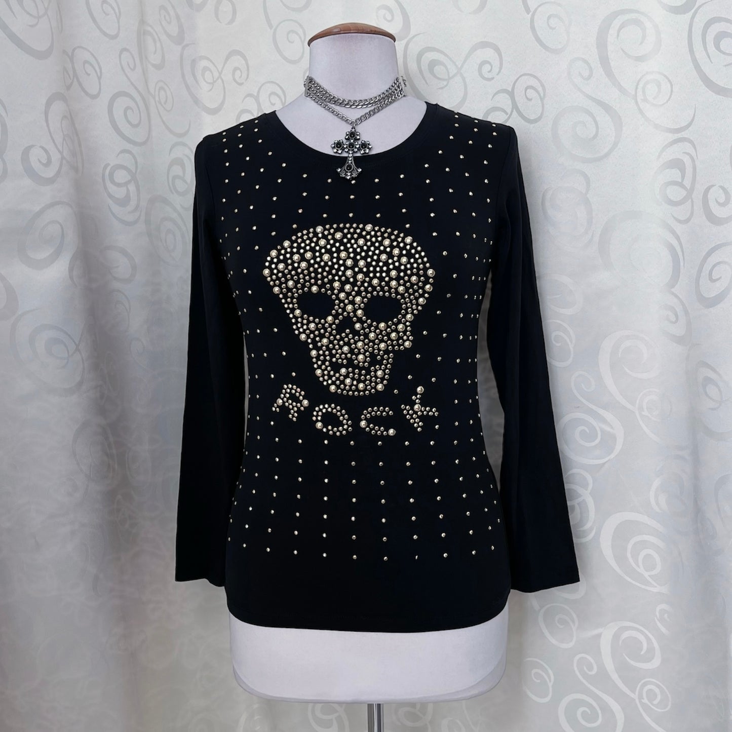 Alt/Emo beaded rock skull top💀