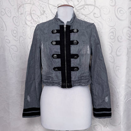 Alt/Gothic military style denim jacket🕷️🕸️