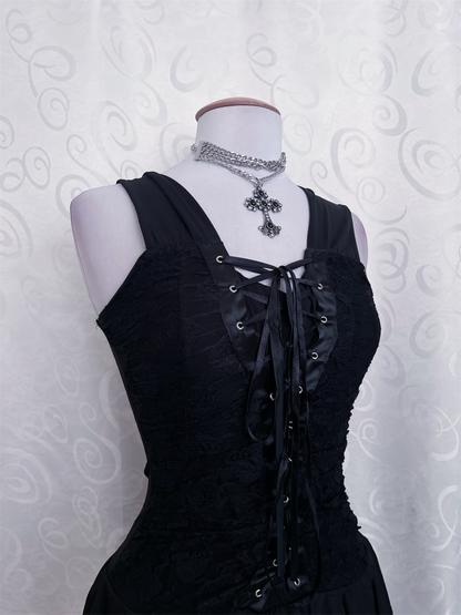 00’s Gothic lace-up lacey dress 🕷️