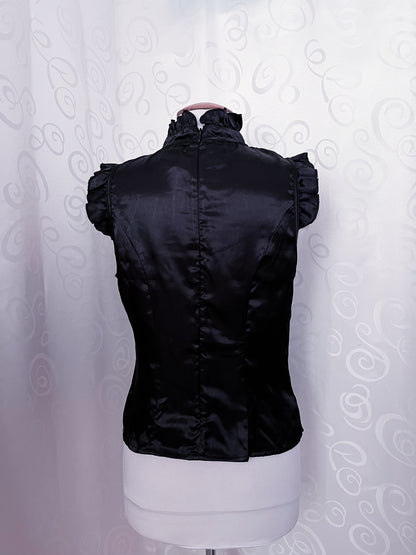 00’s gothic/victorian style satin black top 🦇