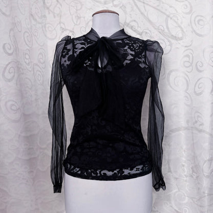 Gothic lacey top with puff mesh sleeves 🕷️