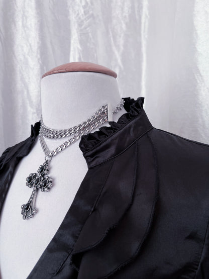 Gothic coquette black ruffle shirt 🎀