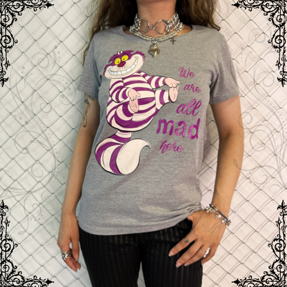 Alice in Wonderland Disneyland Paris cheshire cat grey tee 💞🐈‍⬛♠️♦️
