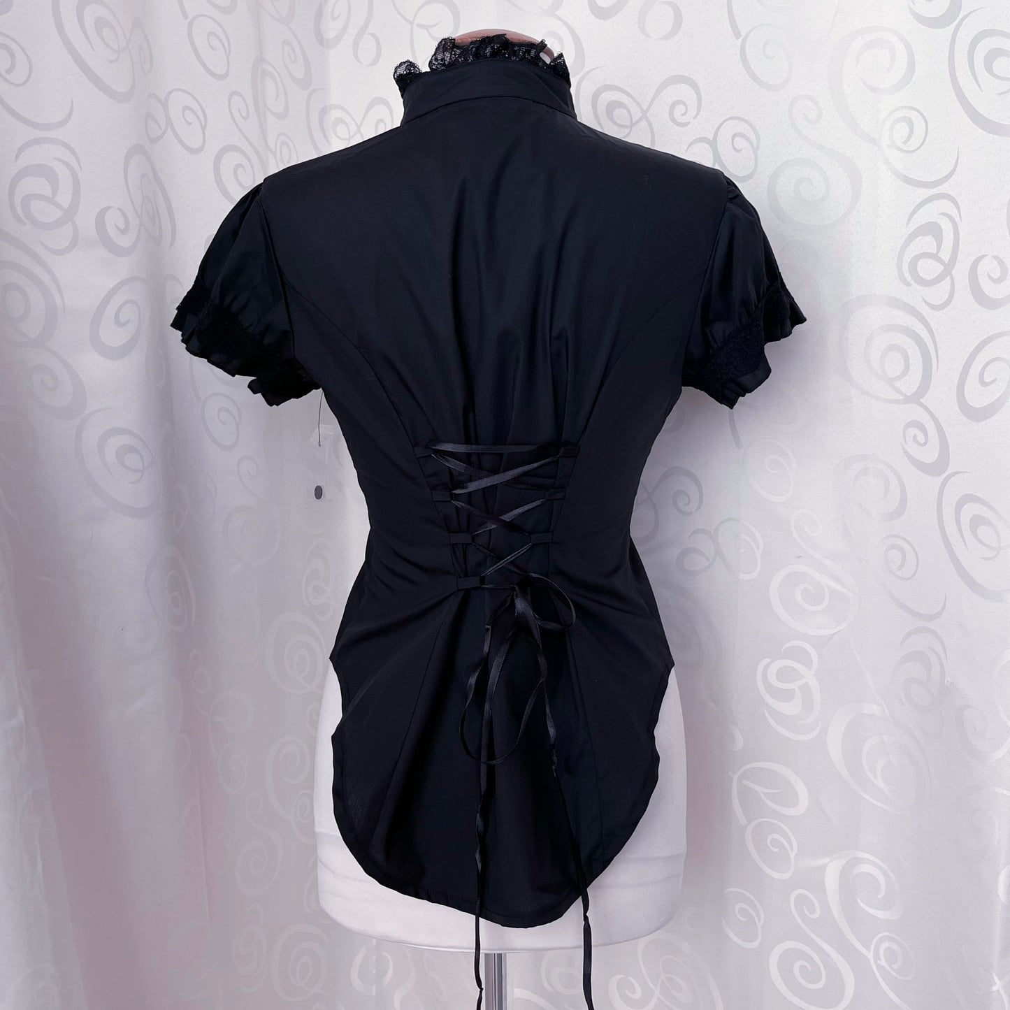 Dracula Gothic victorian style Short Sleeved Cotton Lace Blouse 🖤🦇