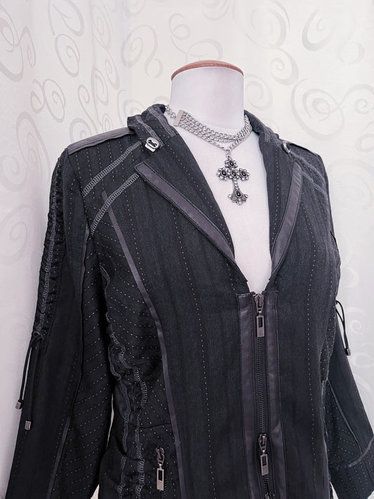 00’s Gothic patchwork zip-up jacket 🕸️🦇