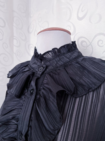 Gothic striped mesh ruffle shirt 🦇