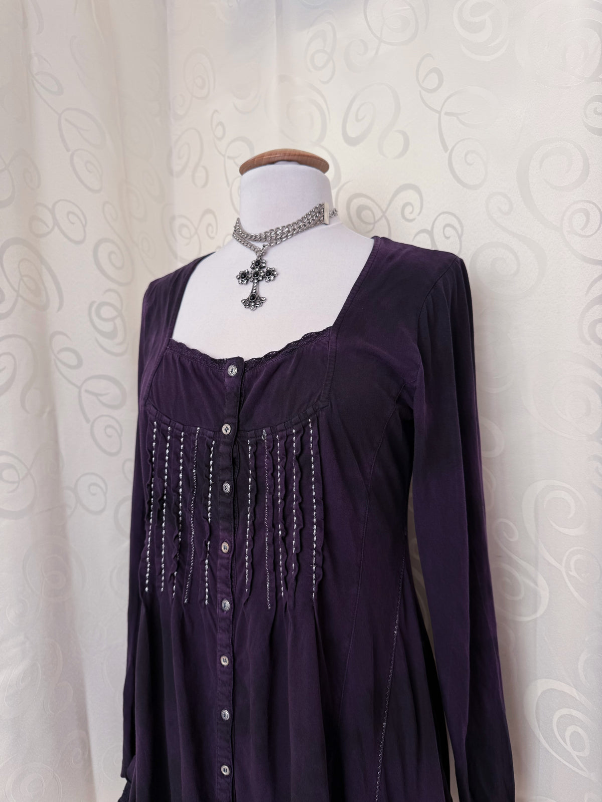 00’s Whimsygoth purple cotton button shirt 💜🌀
