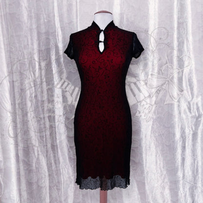 00's iconic mesh & velvet qipao style dress ❤️🖤