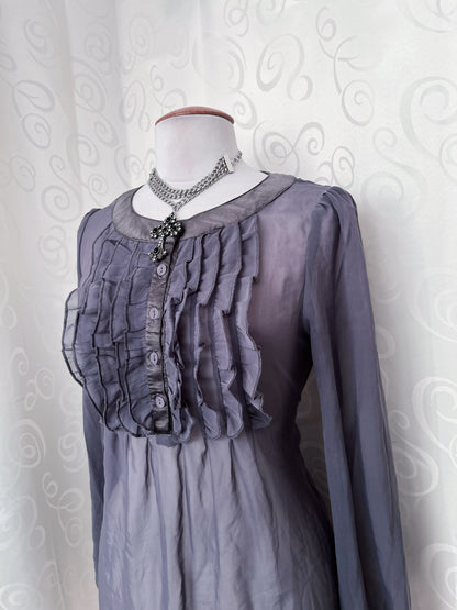 Gothic/Jirai kei style mesh grey shirt 🕷️🕸️