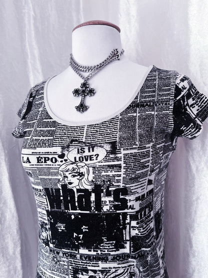 Fishbone newspaper print tee 📰