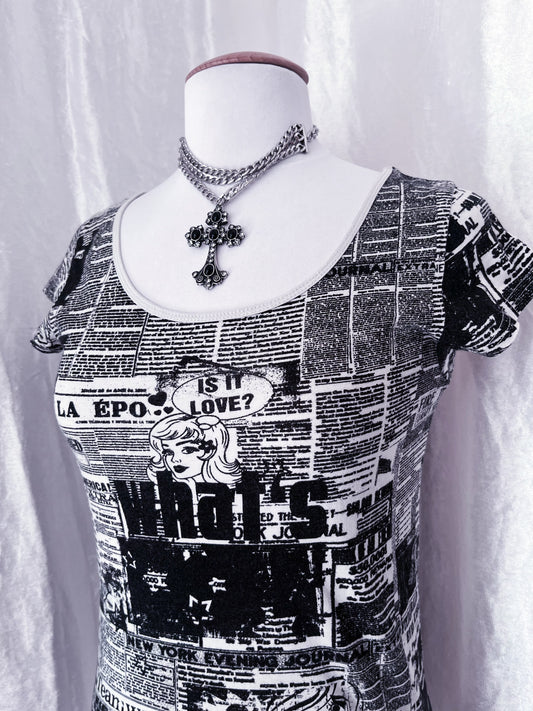 Fishbone newspaper print tee 📰
