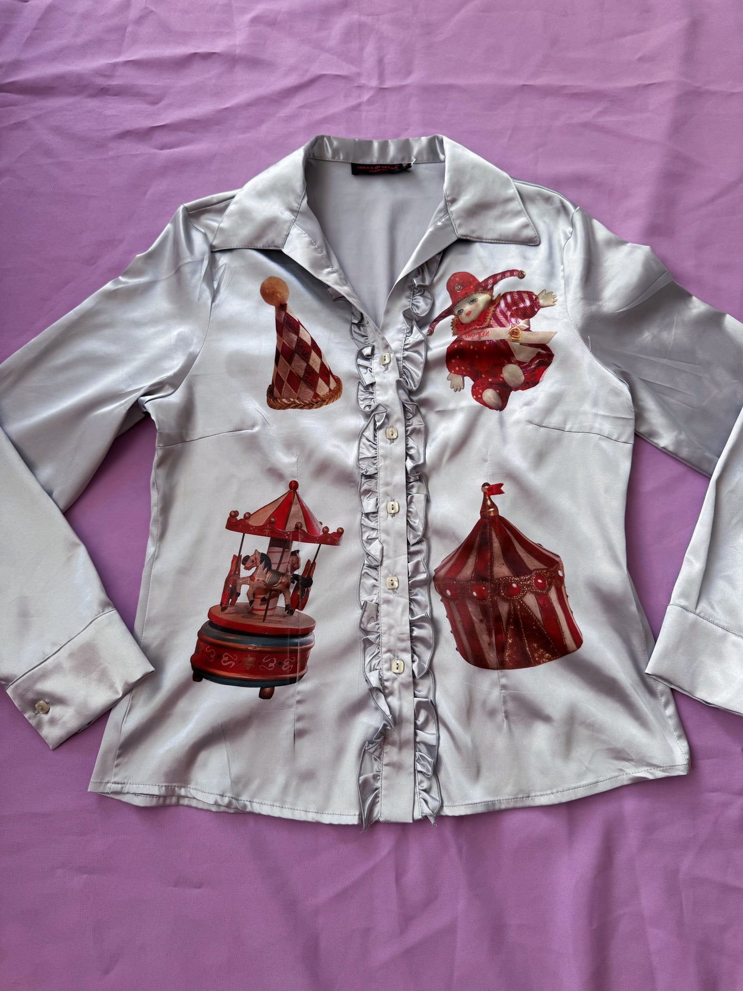 REWORKED Circus dream ruffle silver shirt 🎪🎠🎡