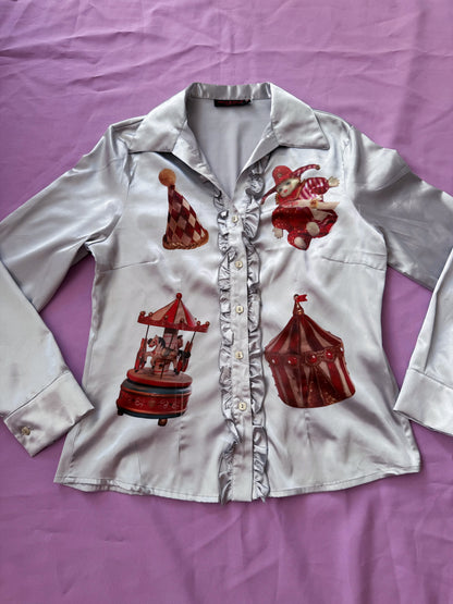 REWORKED Circus dream ruffle silver shirt 🎪🎠🎡