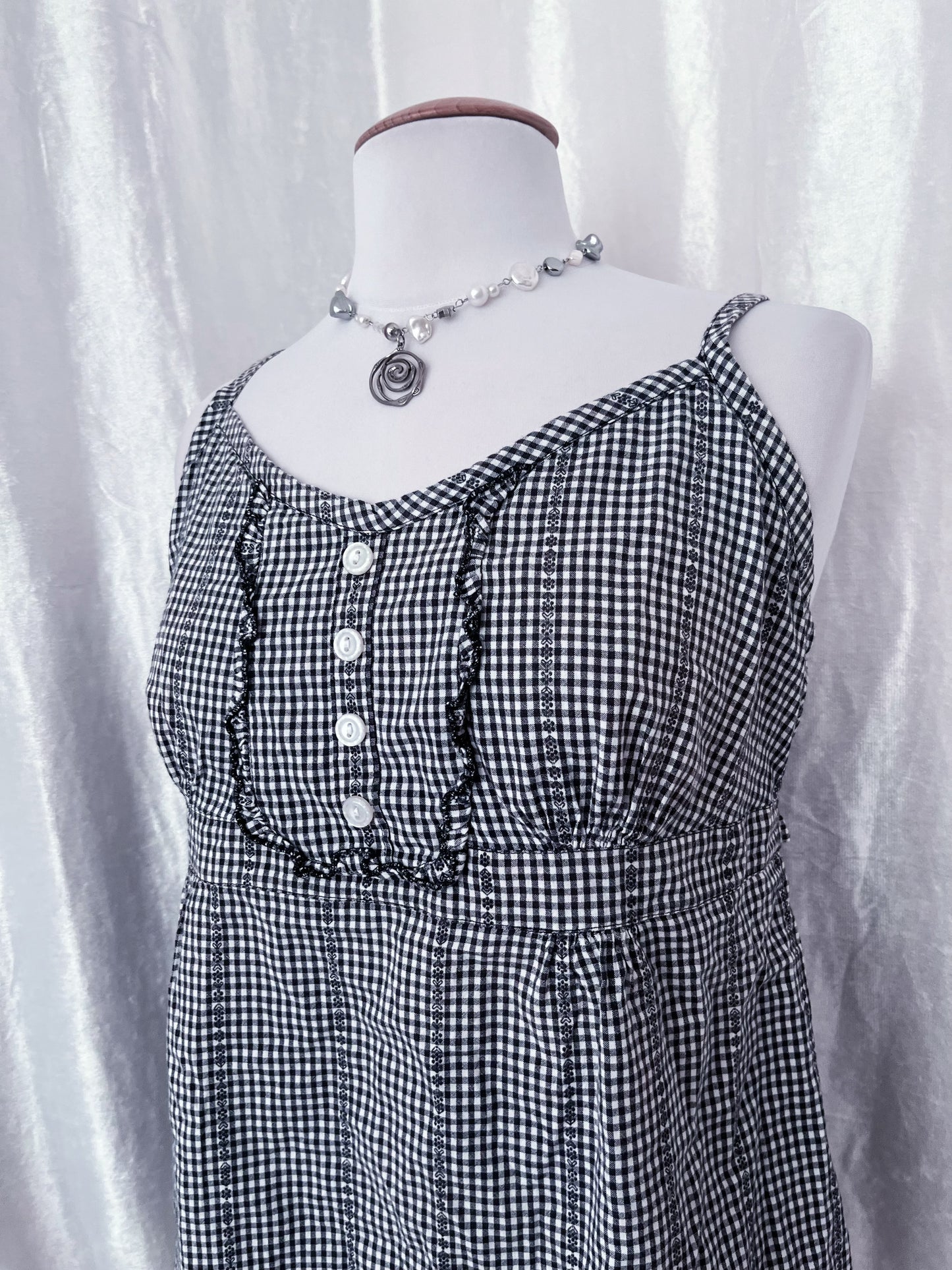 Dark coquette checked milkmaid top 💀🗝️