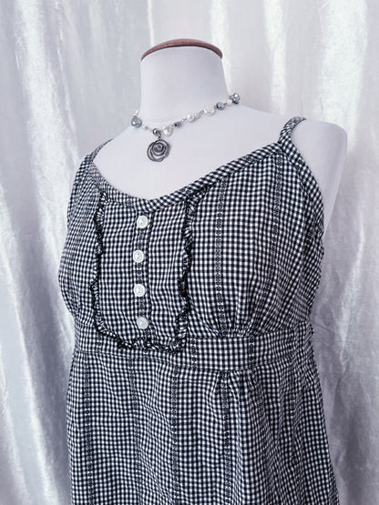 Dark coquette checked milkmaid top 💀🗝️