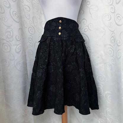 Μodern Gothic lolita black embossed floral skirt 🕷️🥀