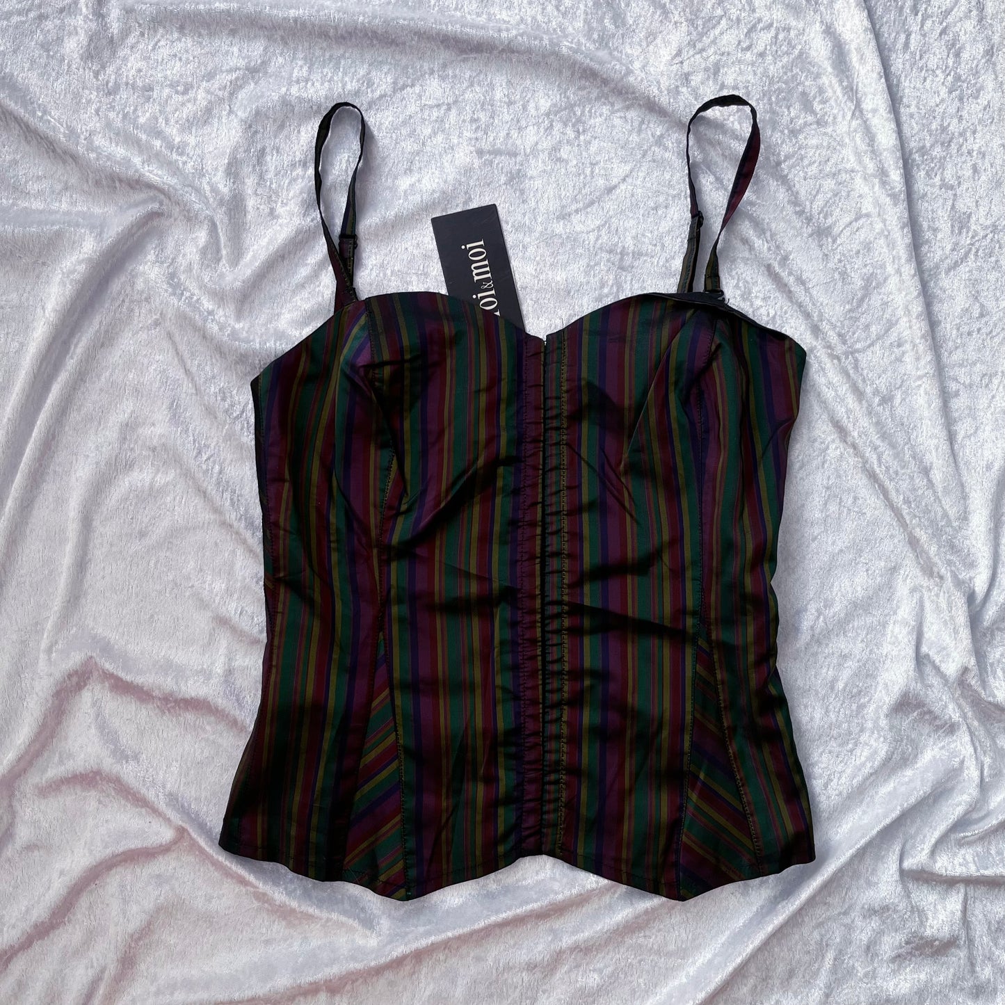00’s deadstock Toi&Moi jester striped corset 🃏🎪